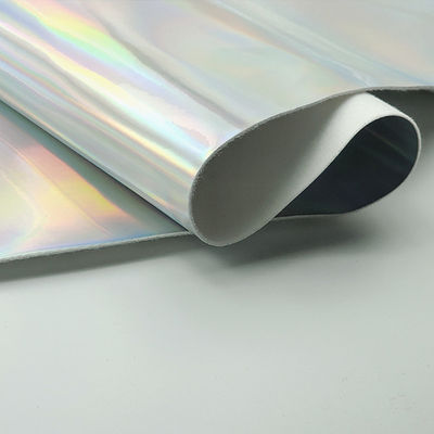 Lustrze laserowe PU Skóra i Sztuczna Skóra wodoodporna Gradient Odblaskowa Srebro