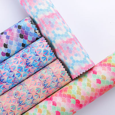 0.5mm Glitter PU skóra szczotkowana syrena rybna skala sztuczna PU skóra