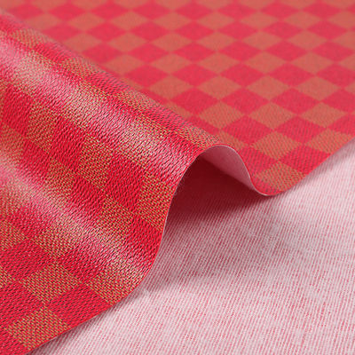 Drukowana skóra z PVC do torebki, tabliczka szachowa mieszane kolory, sztuczna tkanina ze skóry