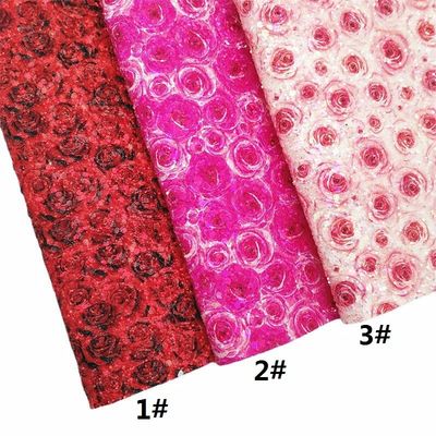 Różowa 100% PU Skóra Drukowana Gretel Rose Flower Polyurethane Imitacja Skóra