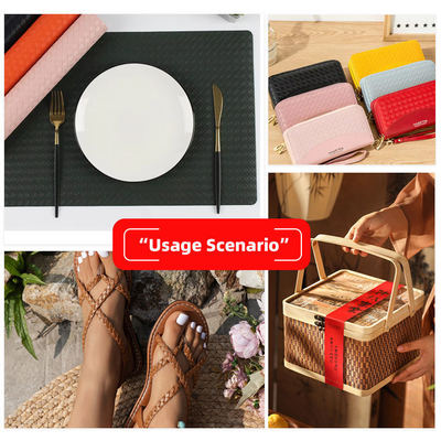 Sztuczna skóra PVC metaliczna błyszcząca z wytłoczonym wzorem splotu do pakowania, portfela, pudełka, butów, notatnika, tkanina ze skóry ekologicznej