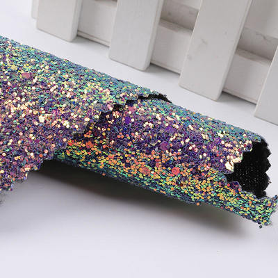 Elastyczny PU Błyszczący Chunky Hexagon Glitter Tkanina Skóra syntetyczna do butów Worki Łuk Rzemiosła Kapelusz Faux Skóra Tkanina