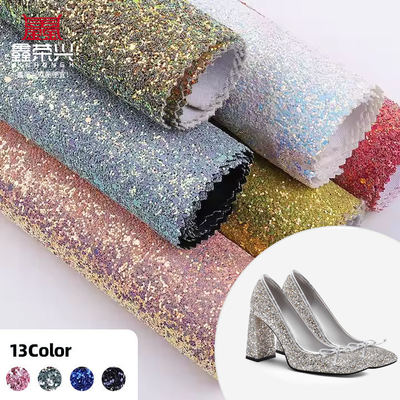 Elastyczny PU Błyszczący Chunky Hexagon Glitter Tkanina Skóra syntetyczna do butów Worki Łuk Rzemiosła Kapelusz Faux Skóra Tkanina