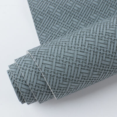 PVC Woven Pattern Artificial Synthetic Leather for Bag Packing Box Sofa Chair Belt Faux Leather Fabric Materials