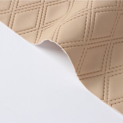 PVC Imitation Embroidery Rhombus Artificial Synthetic Leather for Car Foot Car Seats Sofa Decorate Bag Faux Leather Fabric