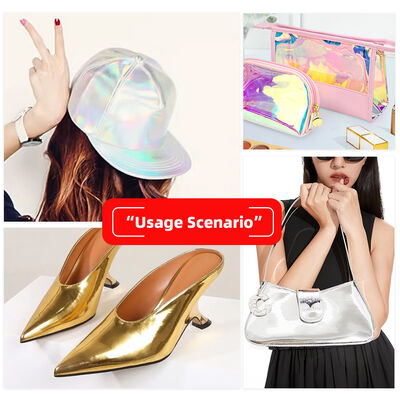 Rainbow Pu Holographic Laser Film Mirror Leather Synthetic Artificial Faux Leather Shoes Vanity Case Handbag Leather Fabric