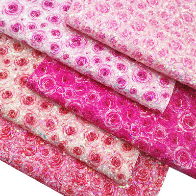 Różowa 100% PU Skóra Drukowana Gretel Rose Flower Polyurethane Imitacja Skóra