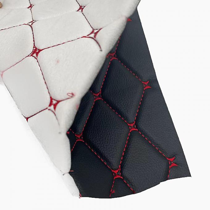 Niestandardowa pikowana skóra syntetyczna PVC z haftem, pianka poliuretanowa 6,0 mm do pokrowców na siedzenia samochodowe, sofy, tkanina ze sztucznej skóry 8