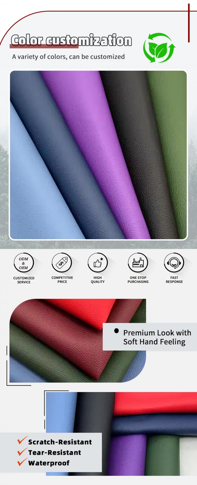 D90 Lychee Tłoczona Tkanina ze Sztucznej Sk&oacute;ry 150CM Szerokości PVC Sztuczna Sk&oacute;ra Syntetyczna do Sofy Torby Krzesła Maty Samochodowej Meble 4