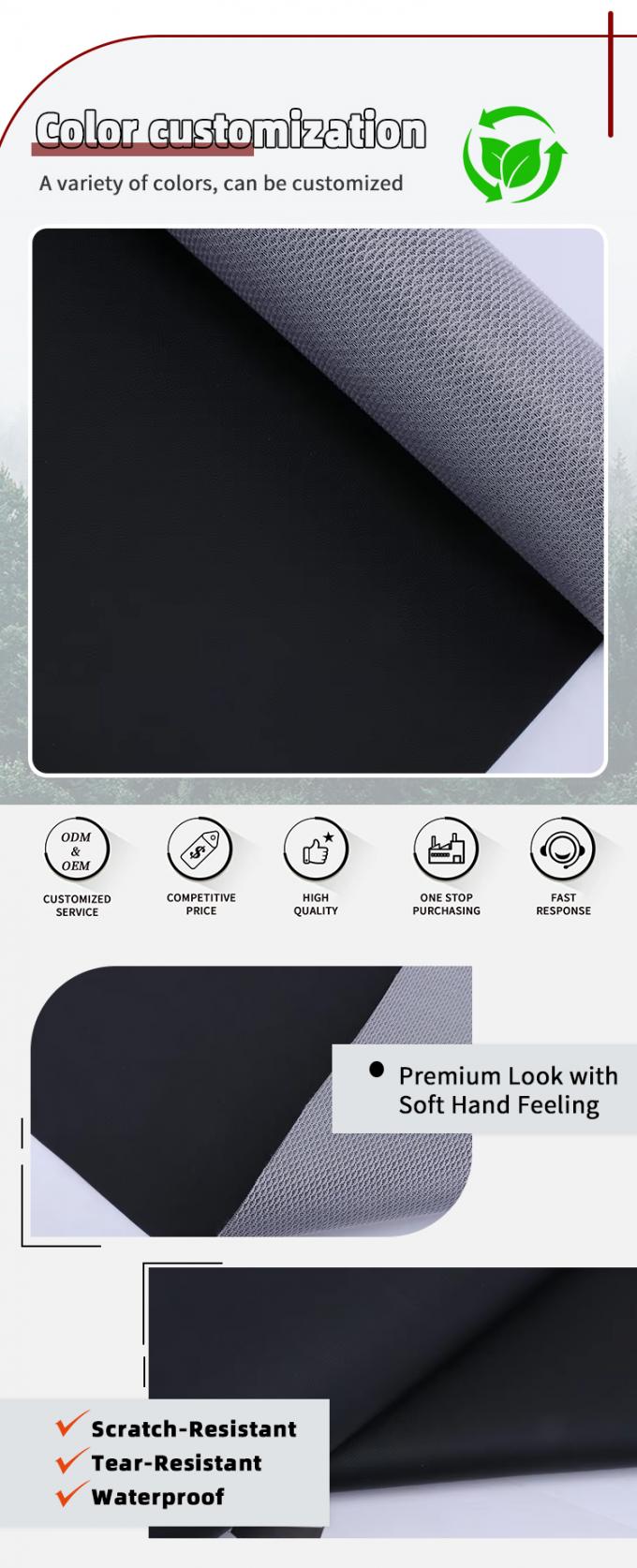 Sk&oacute;ra z ziarnem PVC z otworami na pokrowce siedzeń samochodowych - Wodoodporna i odporna na ścieranie 4