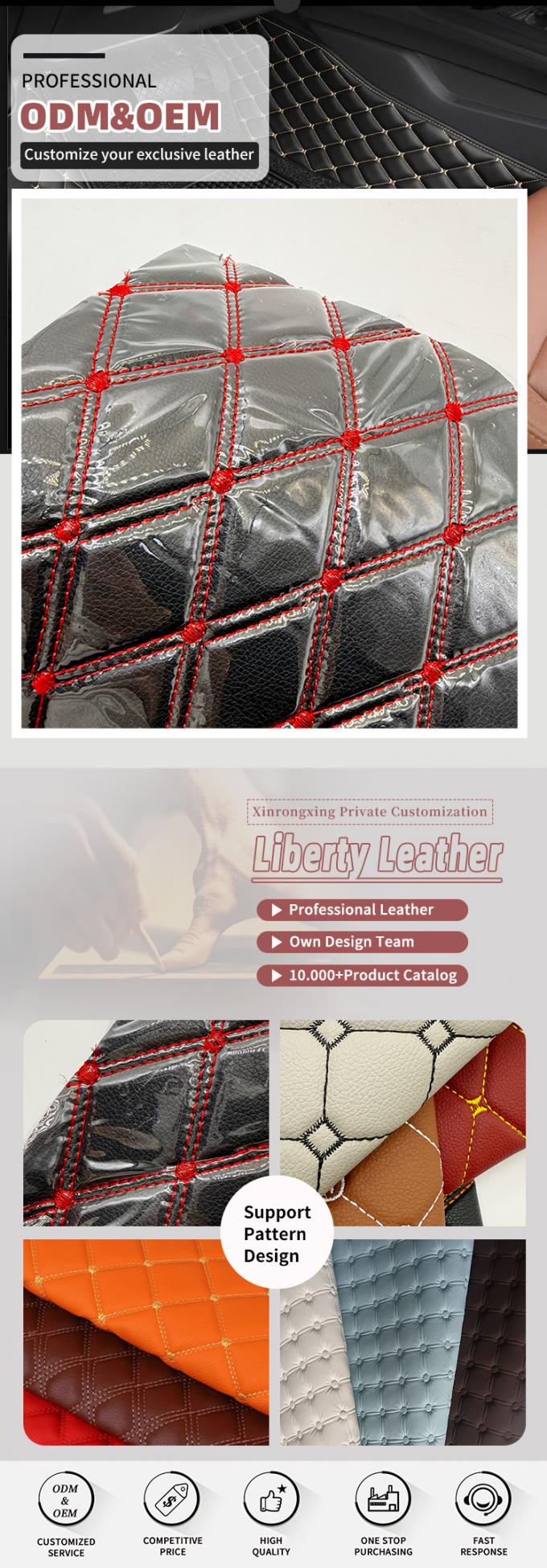 Niestandardowy podkładki z PVC skórzane stopy samochodowe Matka 4,6 mm grubość z piankową podkładką Stretchy Fit Embossed haftowane fotele samochodowe Sofy do toreb 4