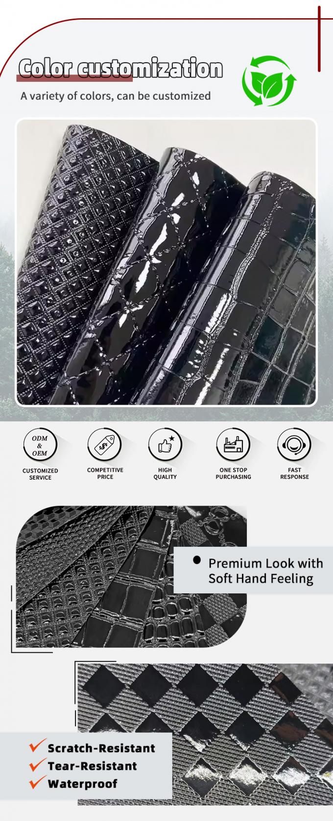 Wysokogląski PVC Krokodyl Wytłoczony Ziarniste Geometria Zwierzę dla dekoracji torebki obuwniczej Tkanina ze sztucznej skóry syntetycznej do rzemiosła 4
