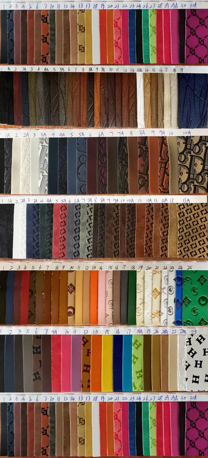 Zastosowanie PU Winyl Mody Zmiana koloru Wyklejona skóra syntetyczna do torebki obuwniczej Matka stołowa Sztuczna tkanina skórzana 19